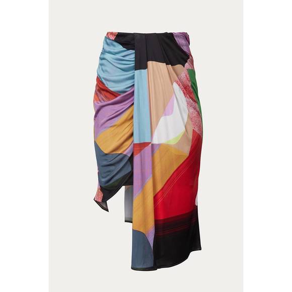 NEW LANDSCAPE body-sculpting draped jersey skirt in kiki - Picture 2 of 5